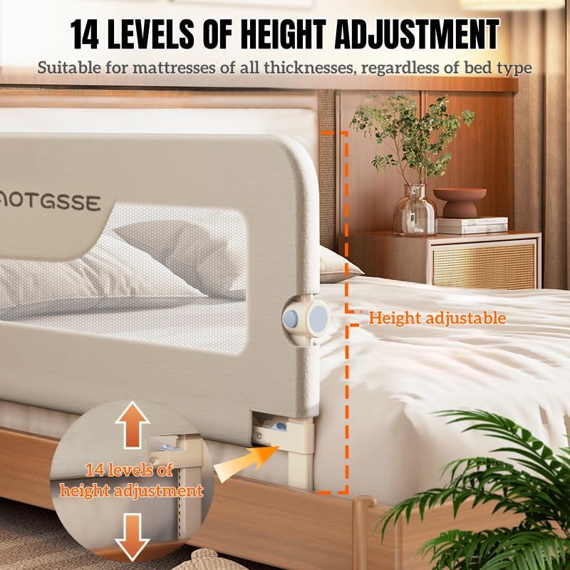Musotica Foldable Kids Bed Rails Guard with Grey Foam Padding, 150x70cm NEW