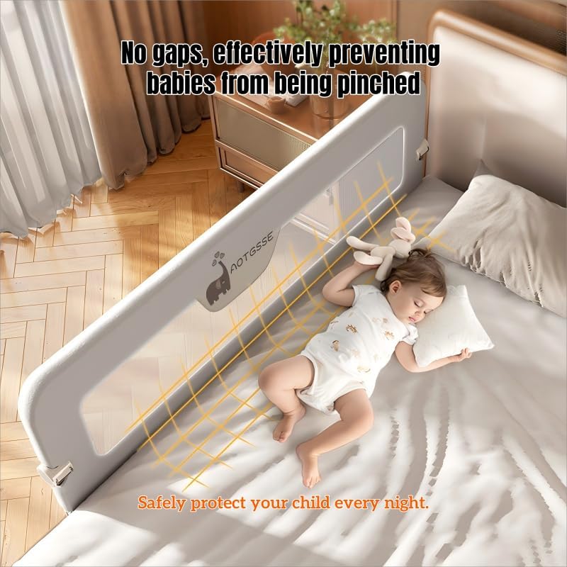 Musotica Foldable Kids Bed Rails Guard with Grey Foam Padding, 150x70cm NEW