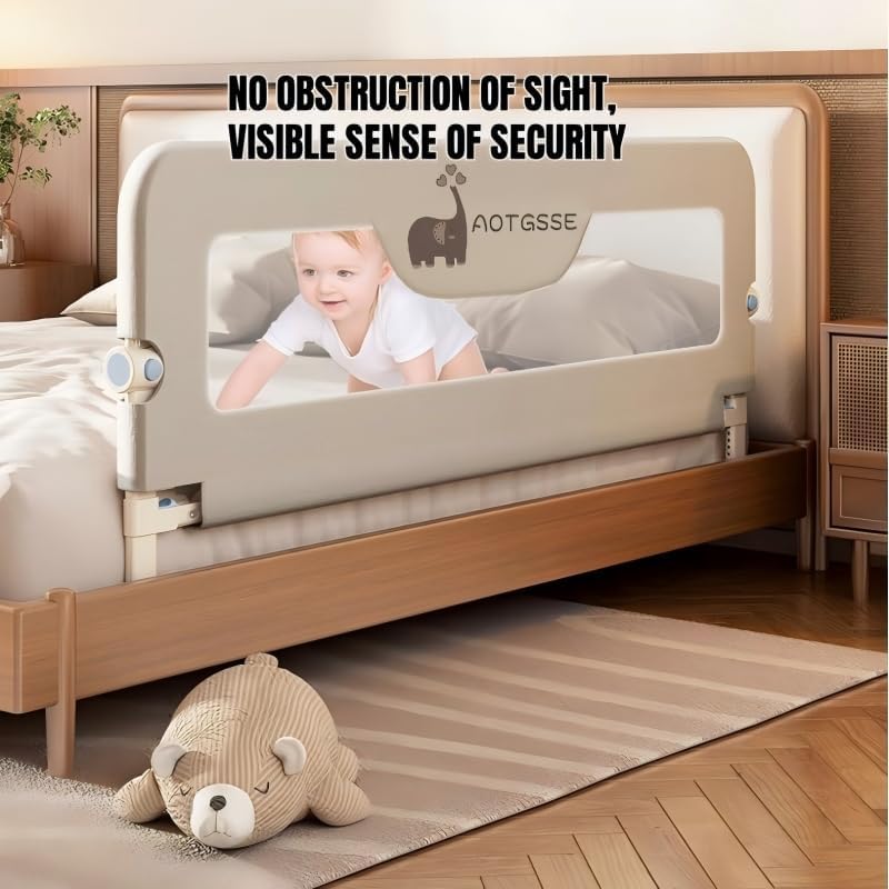 Musotica Foldable Kids Bed Rails Guard with Grey Foam Padding, 150x70cm NEW
