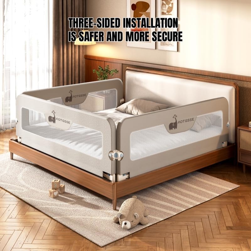 Musotica Foldable Kids Bed Rails Guard with Grey Foam Padding, 150x70cm NEW