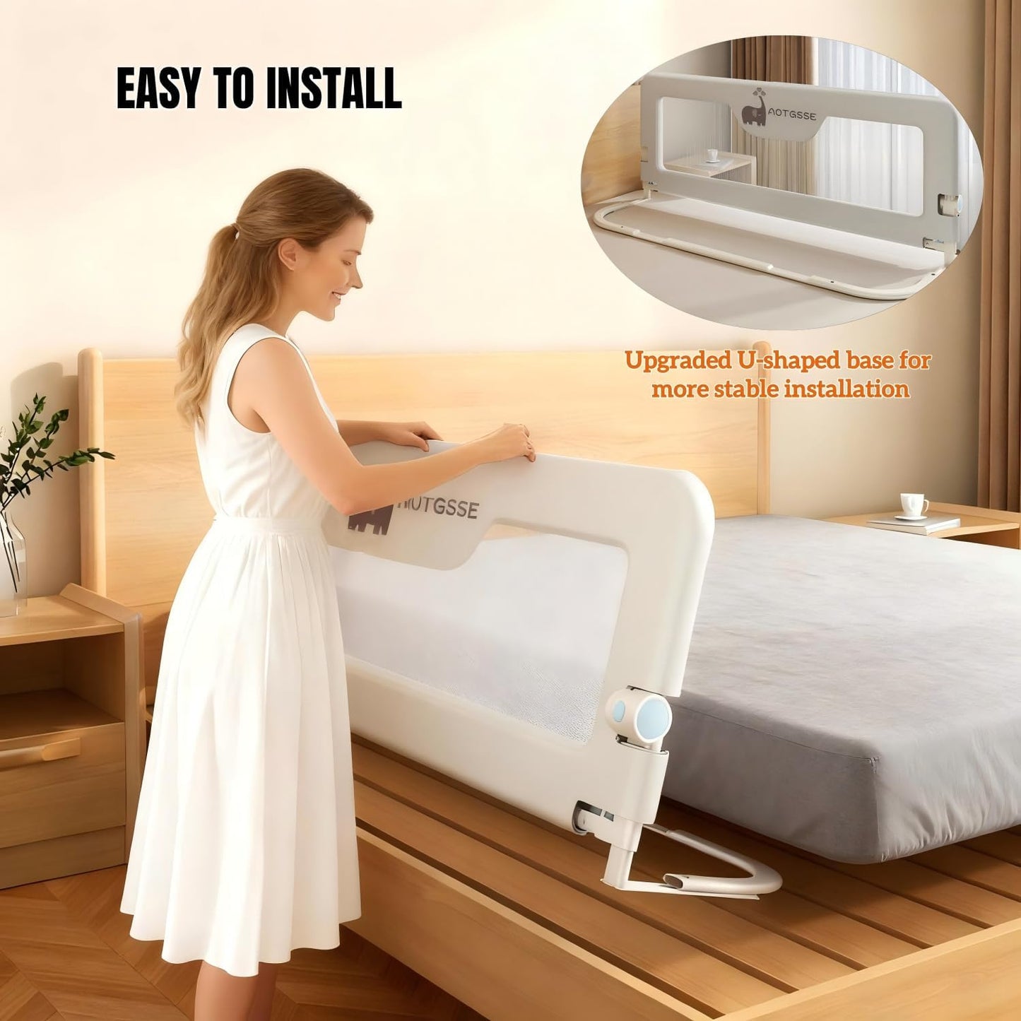 Musotica Foldable Kids Bed Rails Guard with Grey Foam Padding, 150x70cm NEW