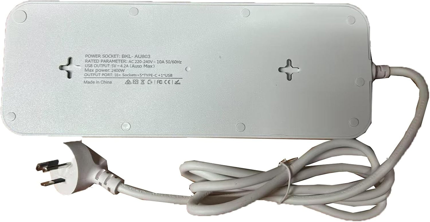 BOCHLION 16-Outlet Power Strip with Surge Protector, Heavy-Duty Extension Cord