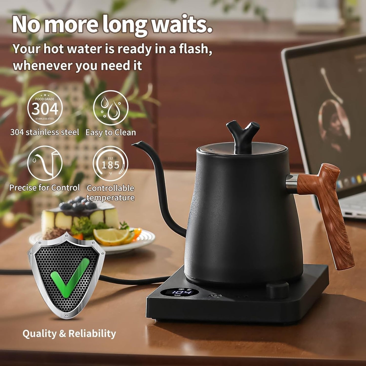 LXTANYY Electric Kettle 1L with LCD Display Real-Time Temperature Control DEMO