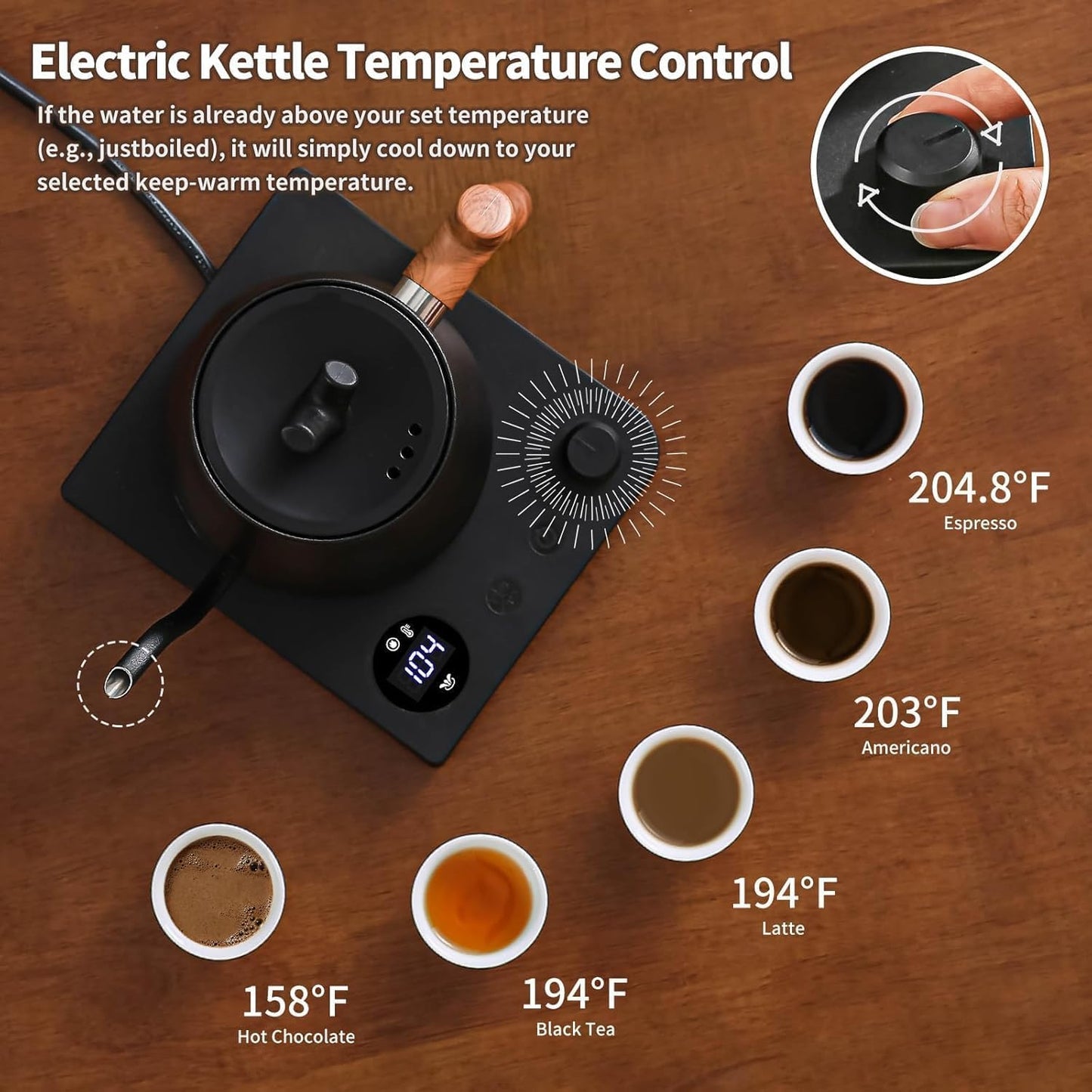 LXTANYY Electric Kettle 1L with LCD Display Real-Time Temperature Control DEMO