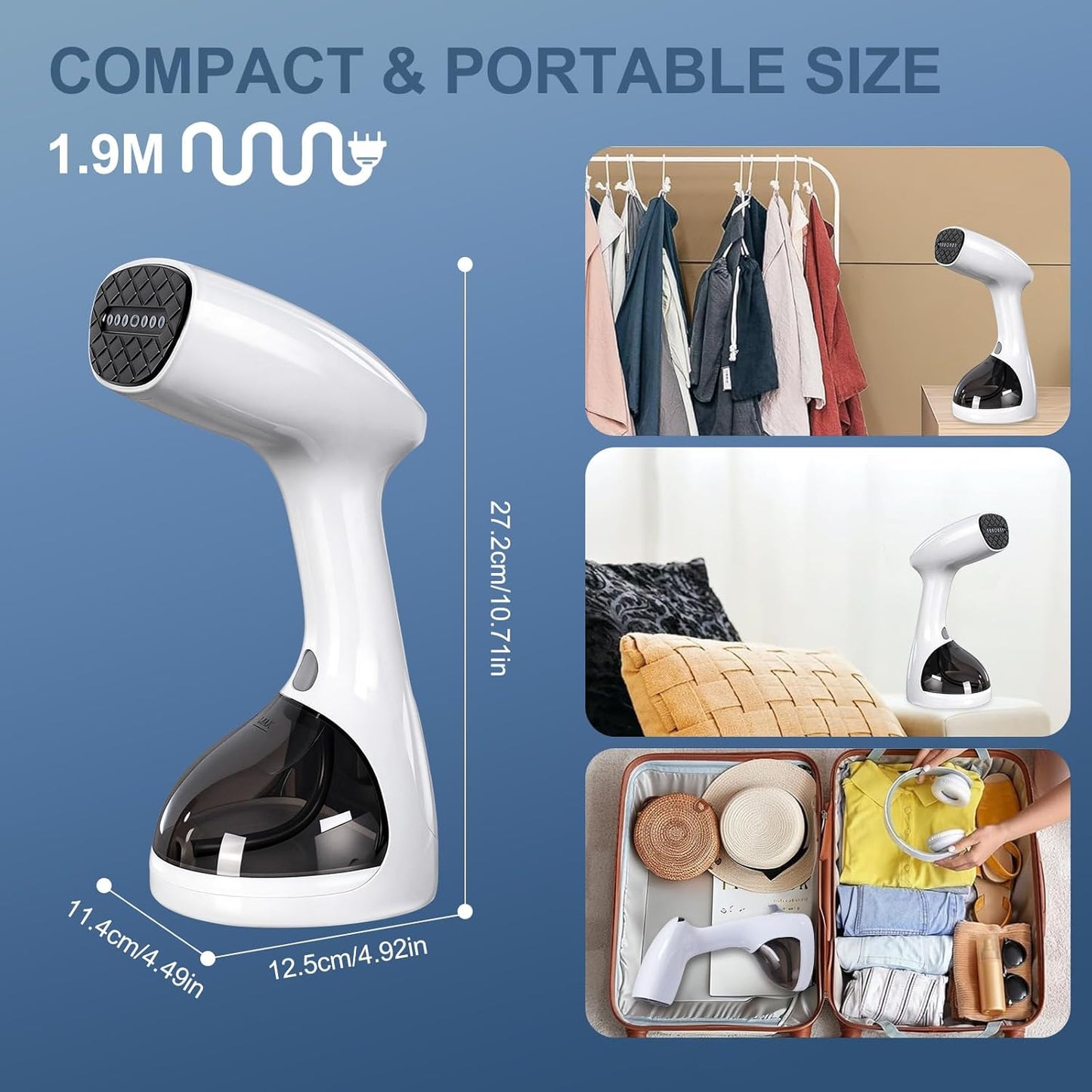 Intellihome 1500W Handheld Steamer for Clothes Portable Wrinkle Remover DEMO