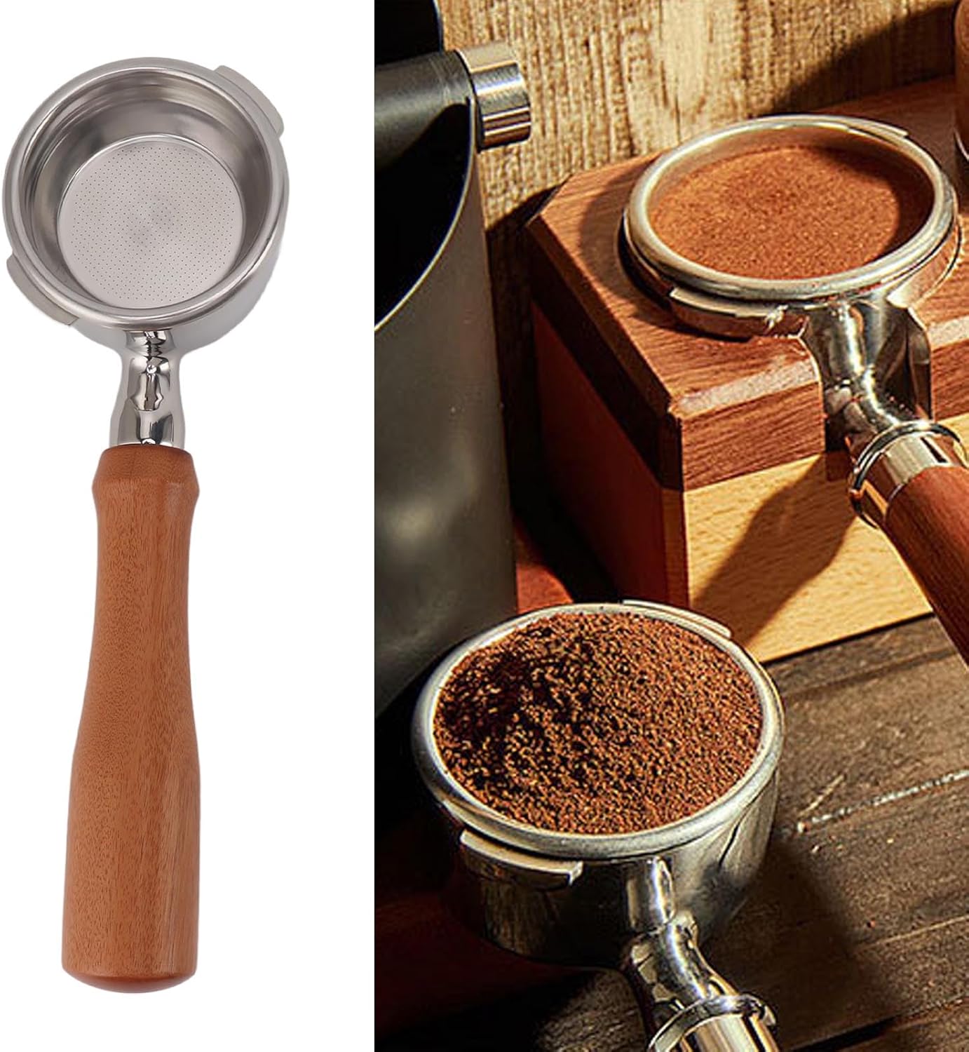 gernie Stainless Tampers Steel Bottomless Portafilter with 2 Ears Tamper NEW