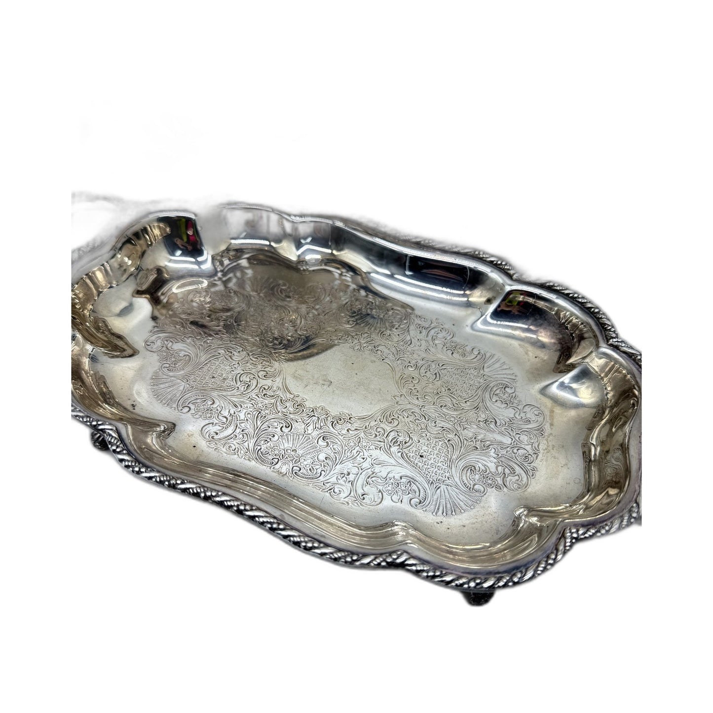 Various Brands & Style Silver Plated Decorative Vintage Serving Trays 4 Pack Set