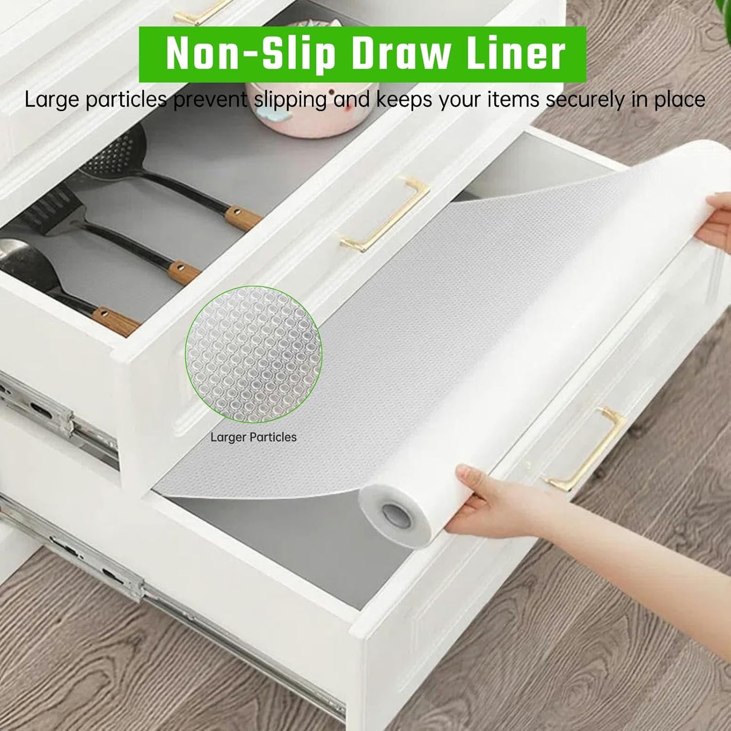 WinkleStar Non-Slip Clear Drawer Liner 60W x 500L cm Kitchen Storage NEW