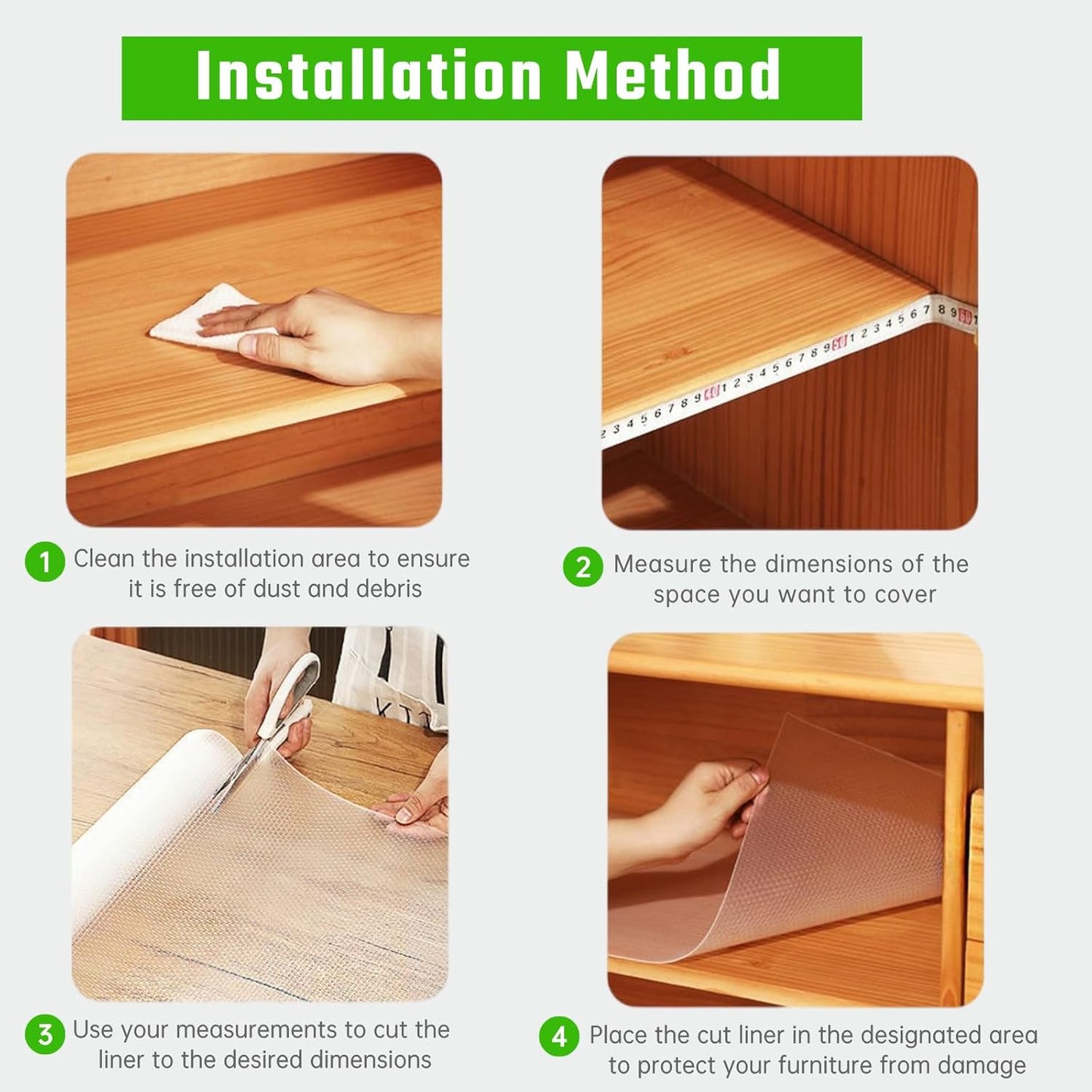 WinkleStar Non-Slip Clear Drawer Liner 60W x 500L cm Kitchen Storage NEW