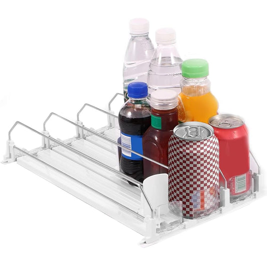 Poemtian 3-Row Insulators Adjustable Fridge Drink Organizer Dispenser NEW
