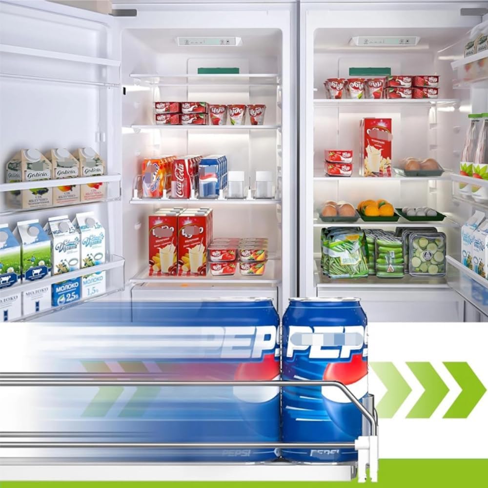 Poemtian 3-Row Insulators Adjustable Fridge Drink Organizer Dispenser NEW
