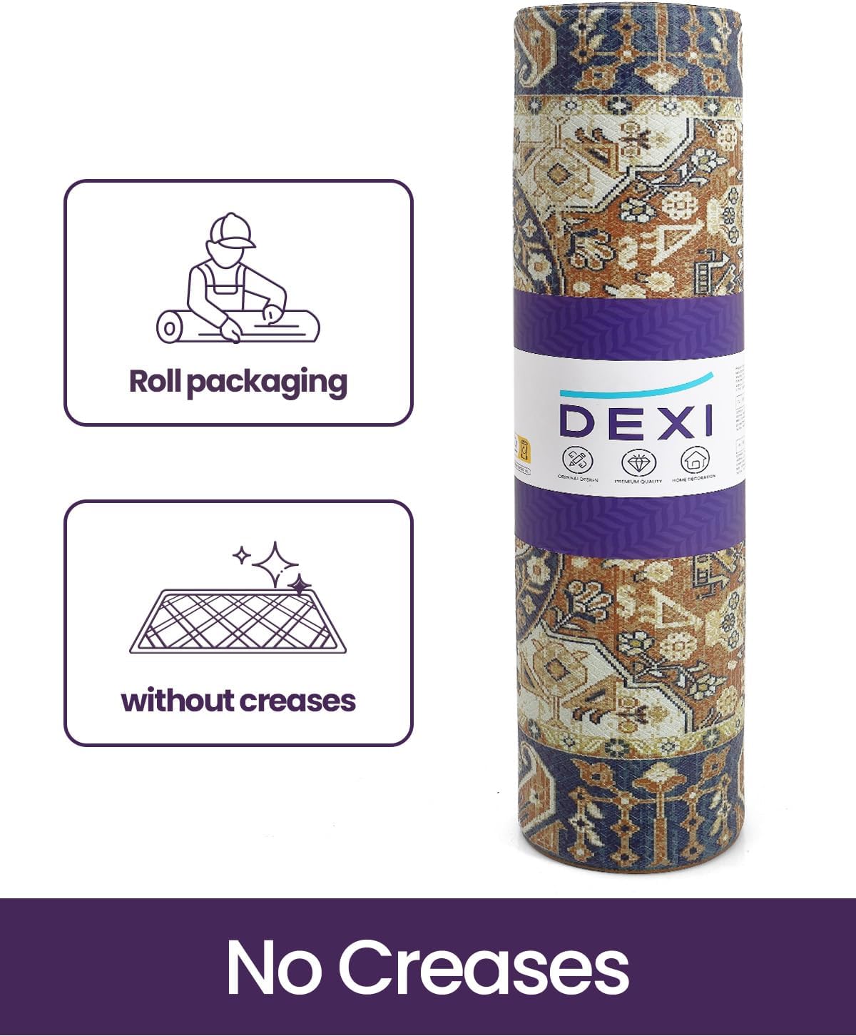 DEXI Boho Floral Cushioned Waterproof Kitchen Floor Mat in Brown Beige NEW