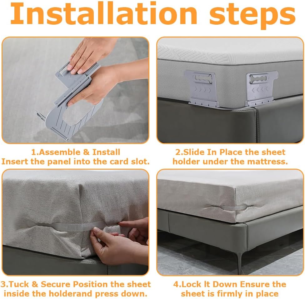 TOMVAES Adjustable Bedside Sheet Holder Straps - Lockable Bed Fixers NEW