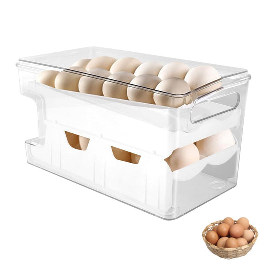 Poemtian Space-Saving Containers Plastic Egg Holder Organizer Refrigerator NEW