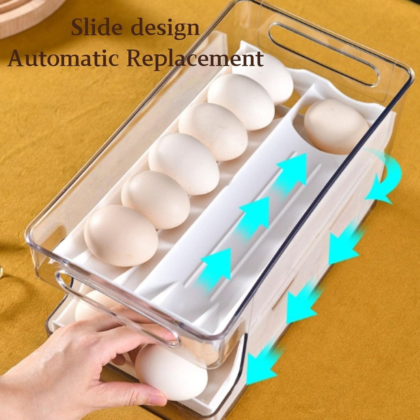 Poemtian Space-Saving Containers Plastic Egg Holder Organizer Refrigerator NEW