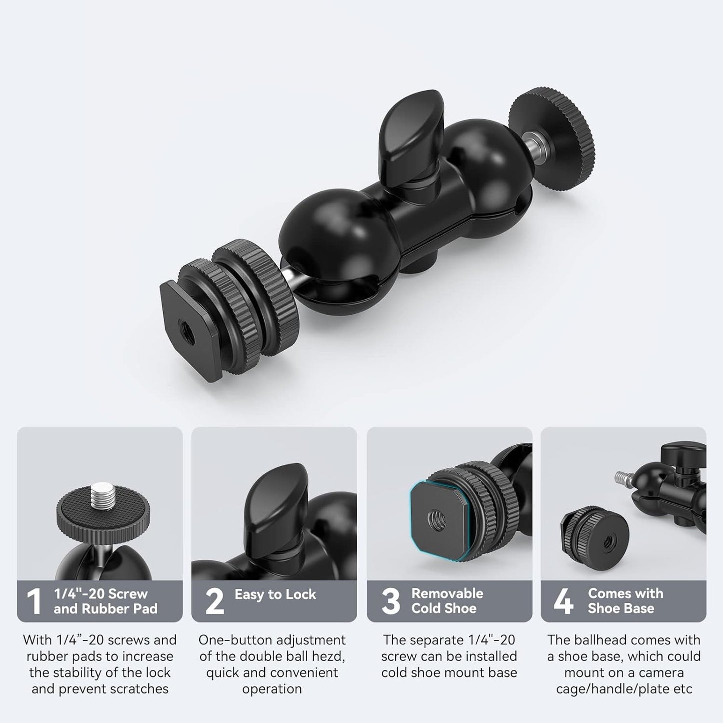 SMALLRIG Monitor Flash Accessories LED Light Mount with Dual Ballhead Shoe NEW