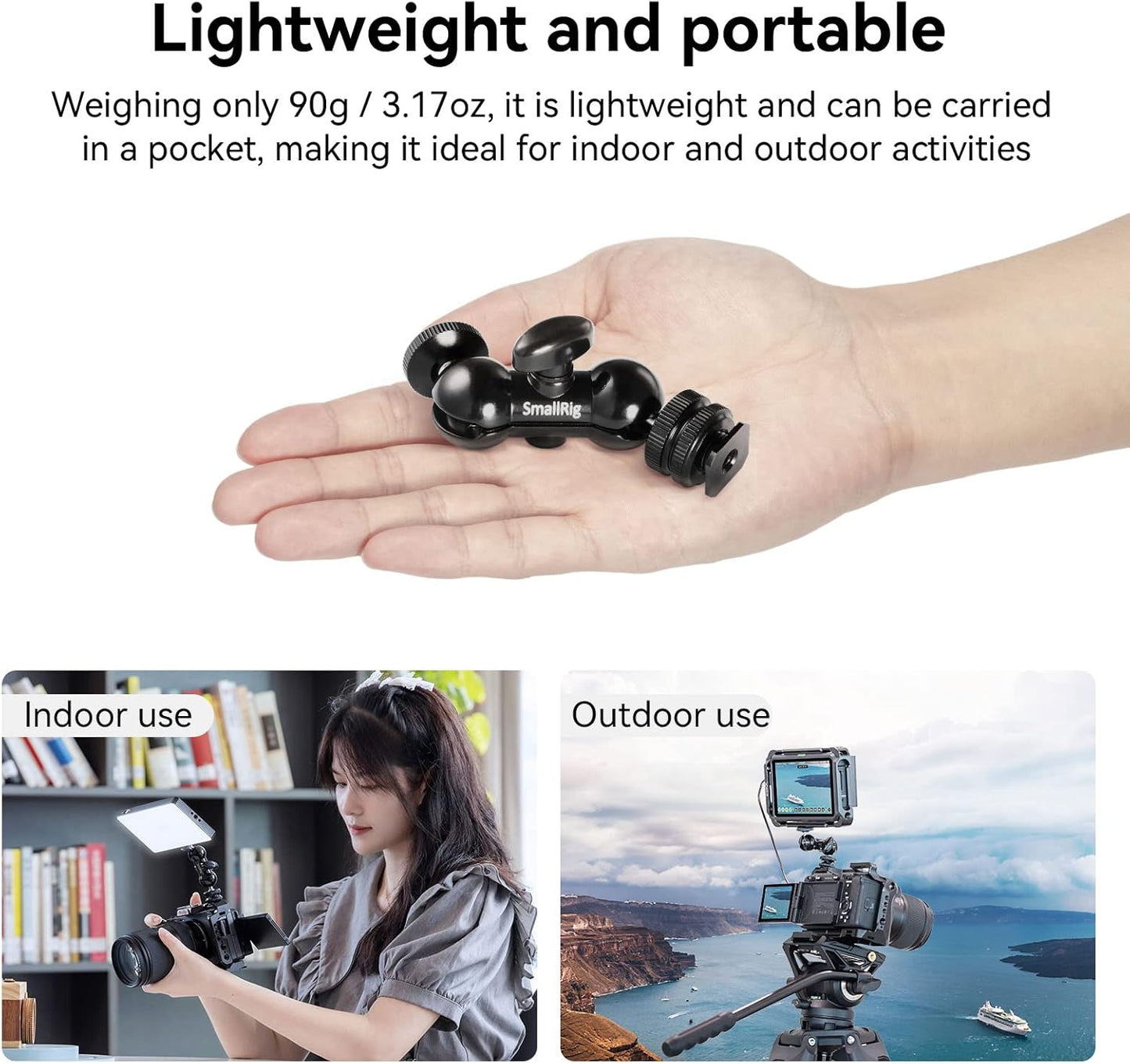 SMALLRIG Monitor Flash Accessories LED Light Mount with Dual Ballhead Shoe NEW