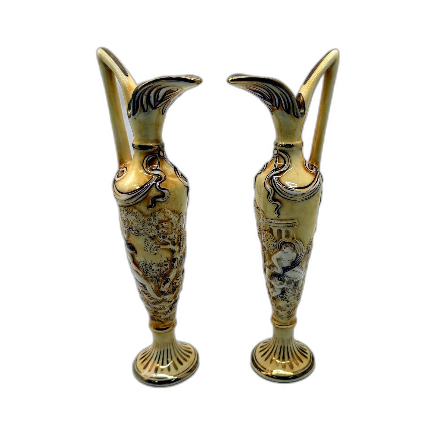 VINTAGE R. Capodi Monte Italian Made Pair Of Decorative Ceramic Vases
