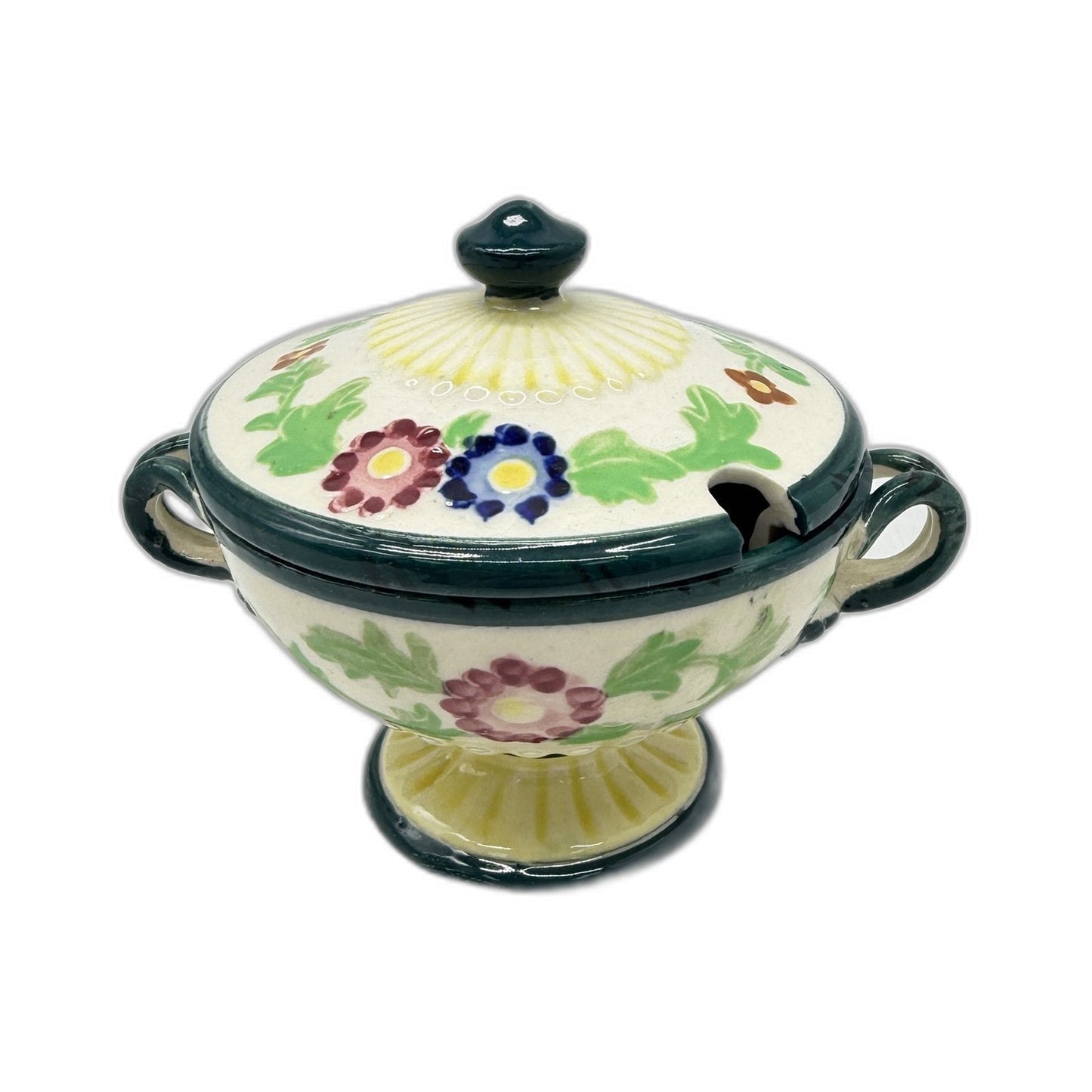 VINTAGE Maruhon Ware Hand Painted In Japan Ceramic Sugar Bowl With Lid
