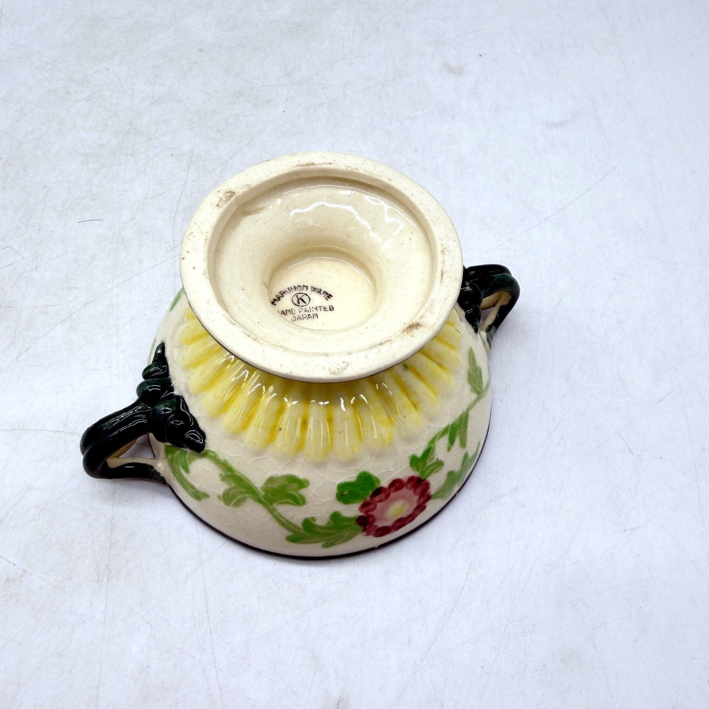 VINTAGE Maruhon Ware Hand Painted In Japan Ceramic Sugar Bowl With Lid