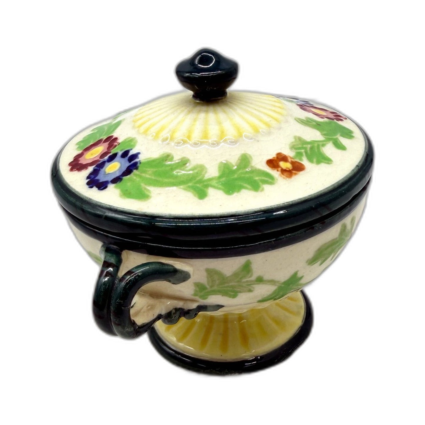 VINTAGE Maruhon Ware Hand Painted In Japan Ceramic Sugar Bowl With Lid