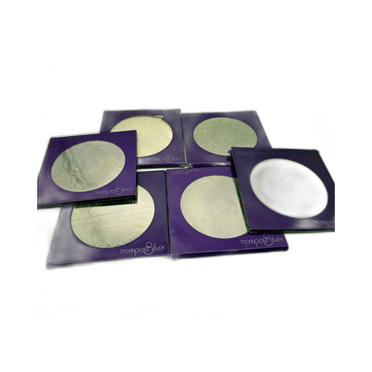 RETRO Tempest Silver Decorative Floral Engraved Green Placemates - 6 Piece Set
