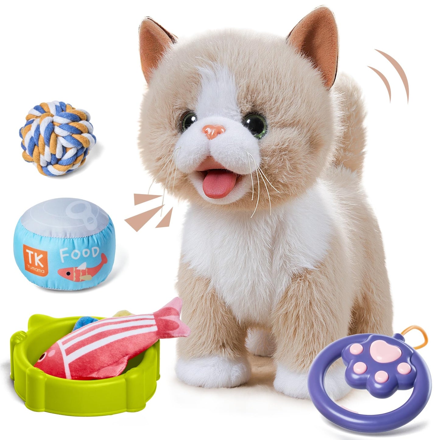 TUMAMA Interactive Plush Toy Kittens with Remote Control & Accessories NEW