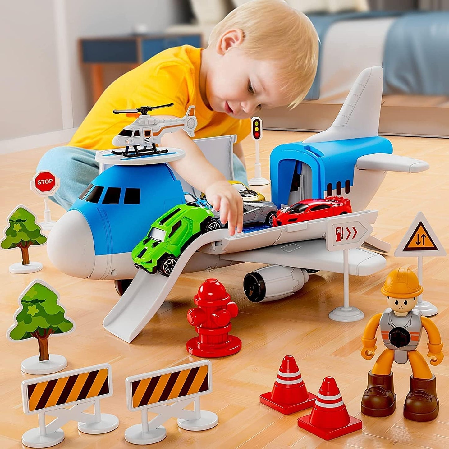 KANG DI LA Large Multicolor Aircraft Plastic Toy Cargo Plane for Kids & DEMO