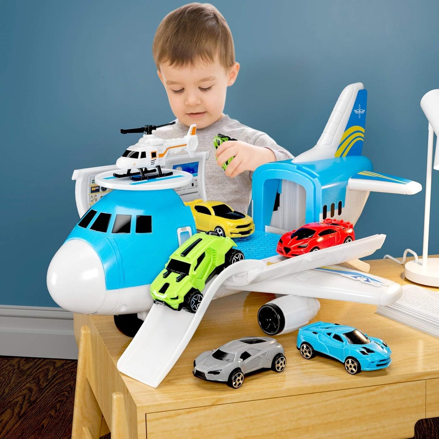 KANG DI LA Large Multicolor Aircraft Plastic Toy Cargo Plane for Kids & DEMO