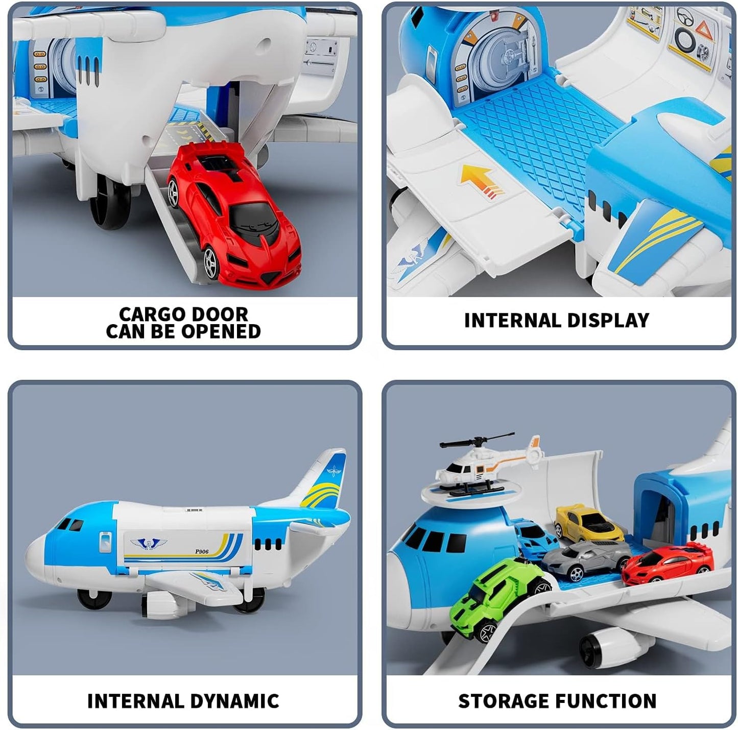 KANG DI LA Large Multicolor Aircraft Plastic Toy Cargo Plane for Kids & DEMO