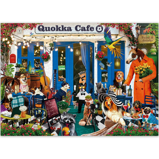 QUOKKA 1000 Piece Jigsaw Puzzle Animals in Café Cardboard Puzzles NEW