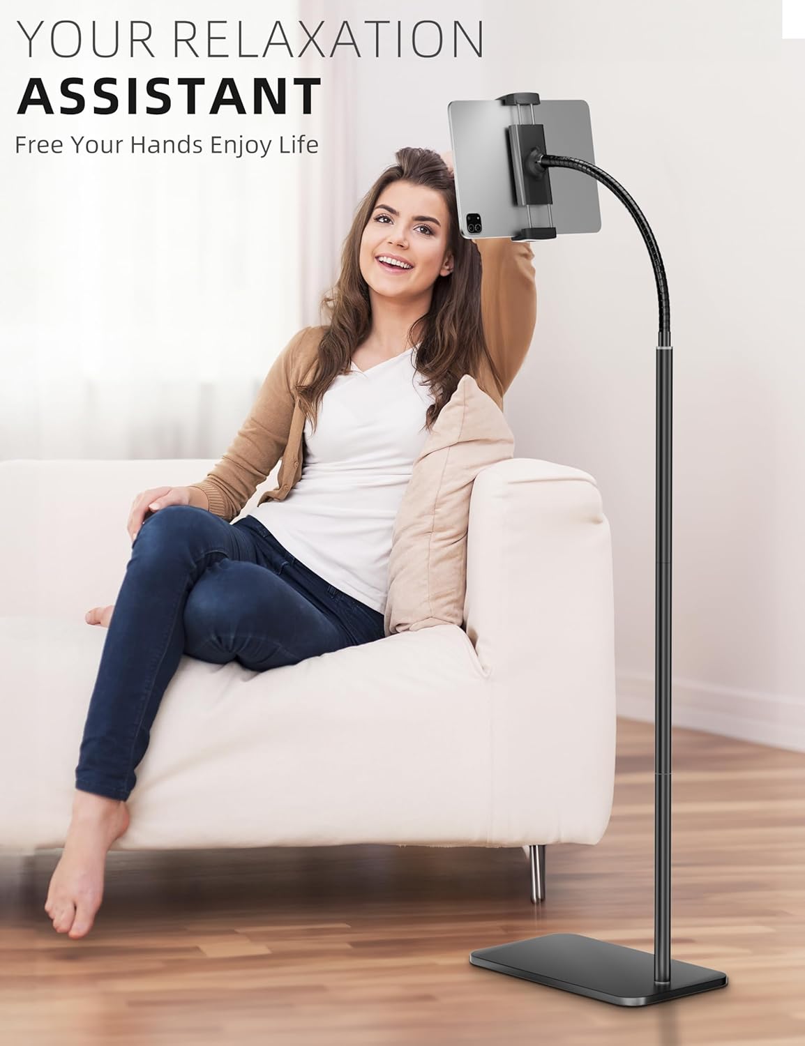 LanPavilion Adjustable Stands Tablet Floor Stand Metal Holder Flexible Arm NEW