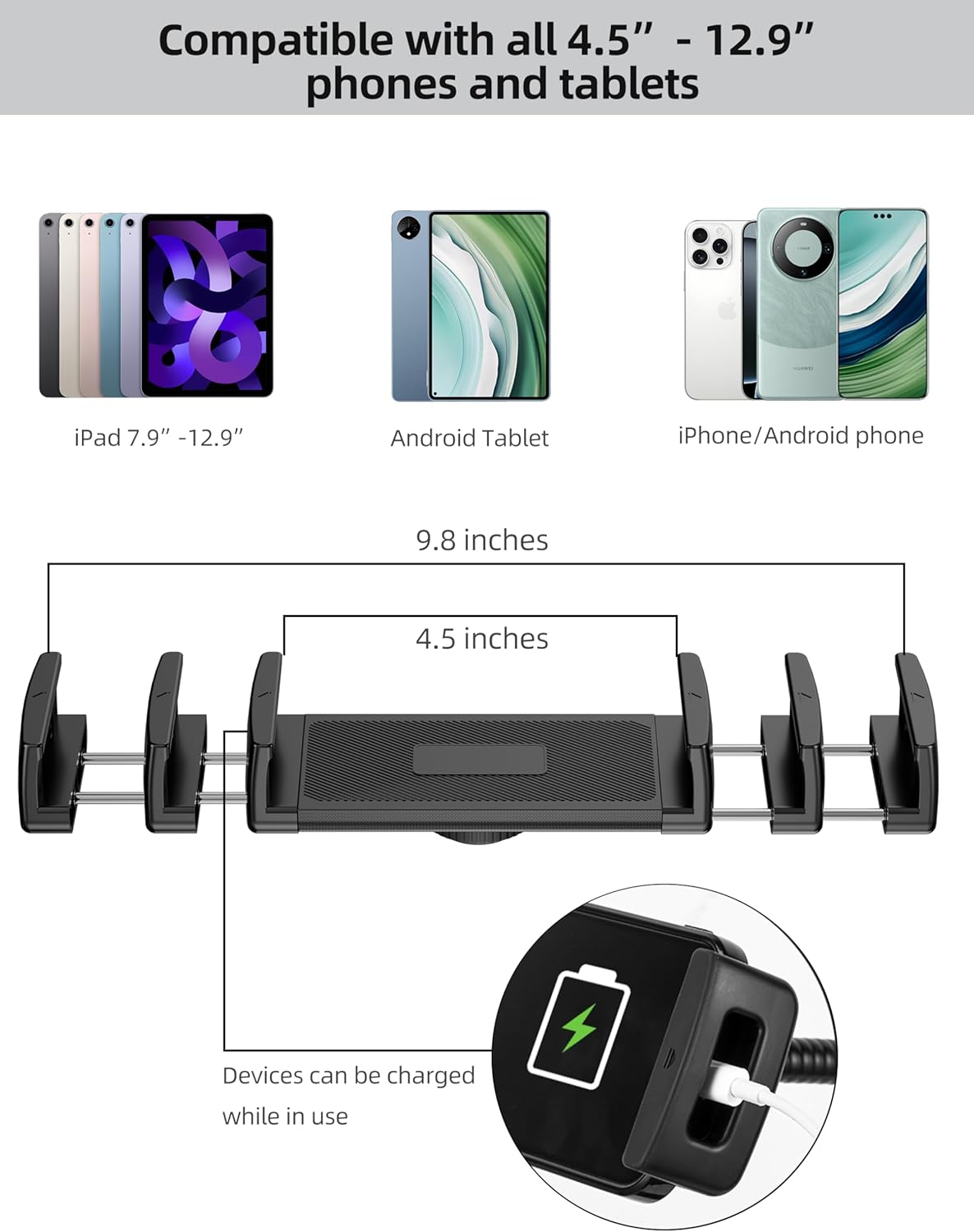LanPavilion Adjustable Stands Tablet Floor Stand Metal Holder Flexible Arm NEW