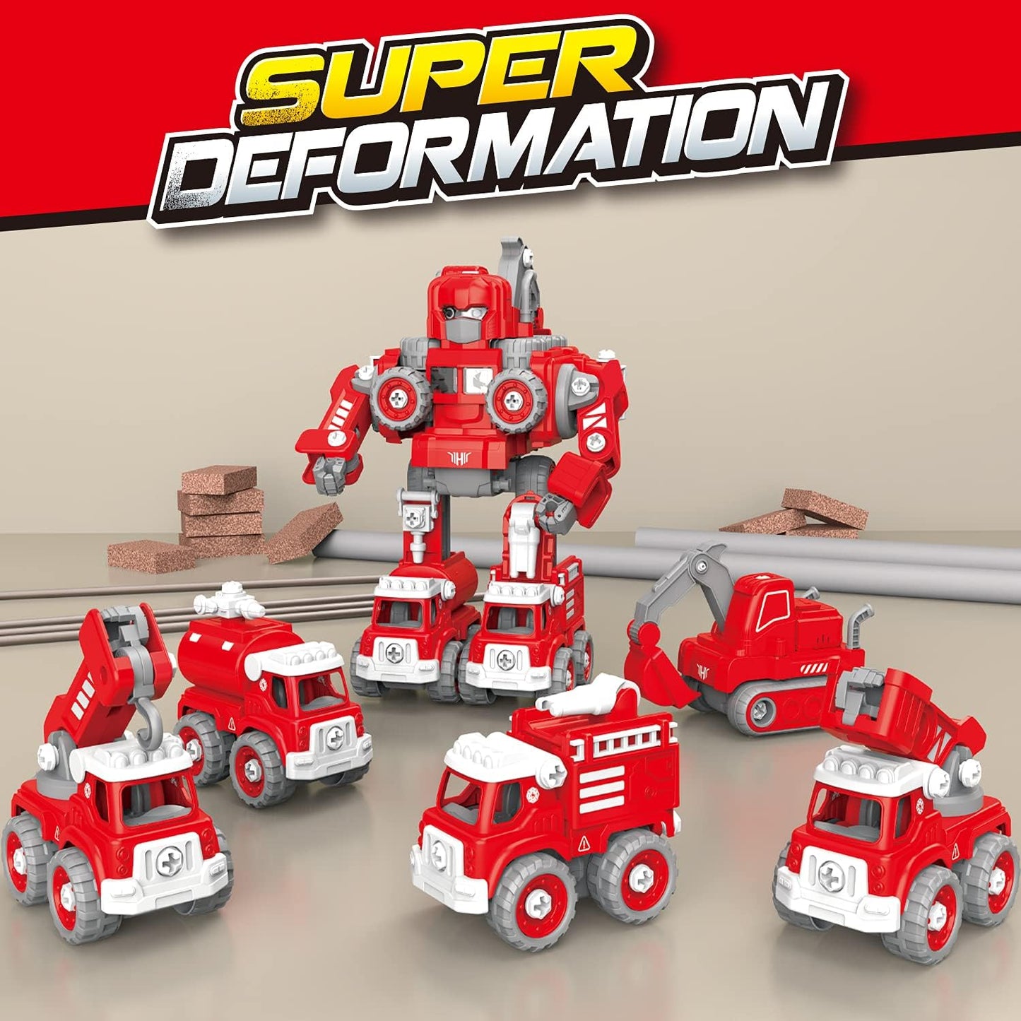 Gousiyun 5-in-1 Robots Construction Robot Toy Take Apart Building Vehicle NEW