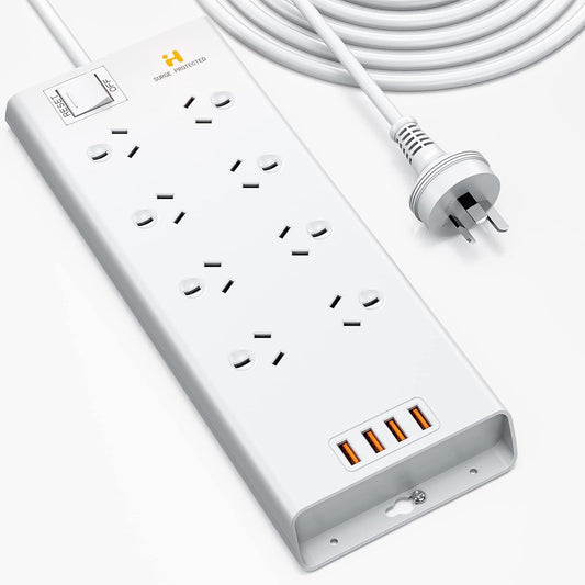 HEYMIX Tech 8-Outlet Power Strip Surge Protector with 4 USB Charging Ports NEW