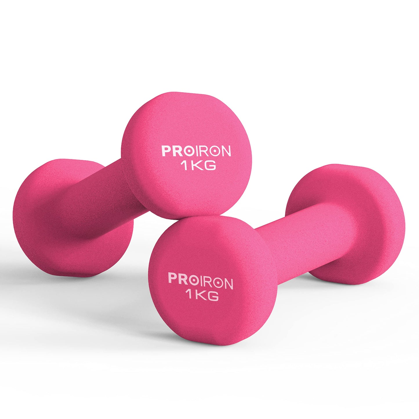 PROIRON Neoprene Dumbbells 2x 1KG Anti-Slip Soft-Touch Grip Hand Weight PINK NEW