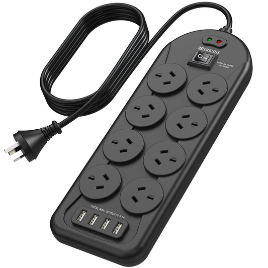 HITRENDS Power Strip with 8 AC Outlets and 4 USB Charging Ports Surge DEMO