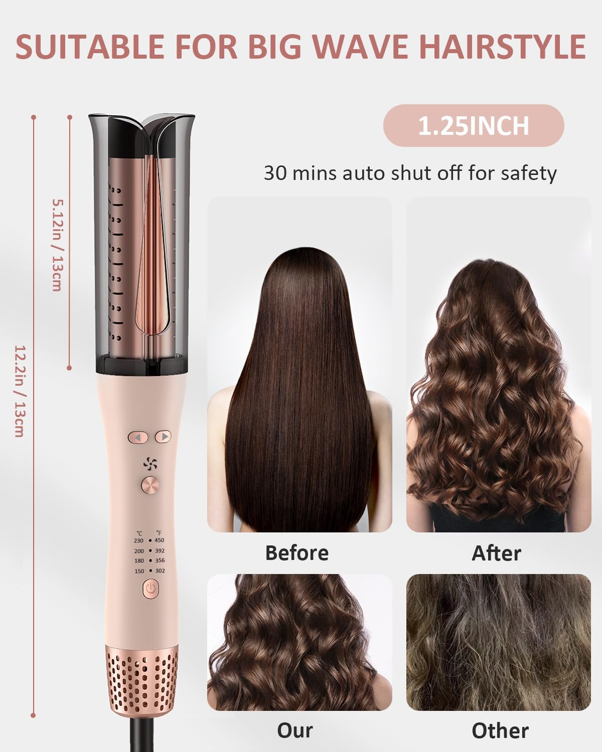 YGOVVK Automatic Curling Iron Rose Gold Portable Hair Curler NEW