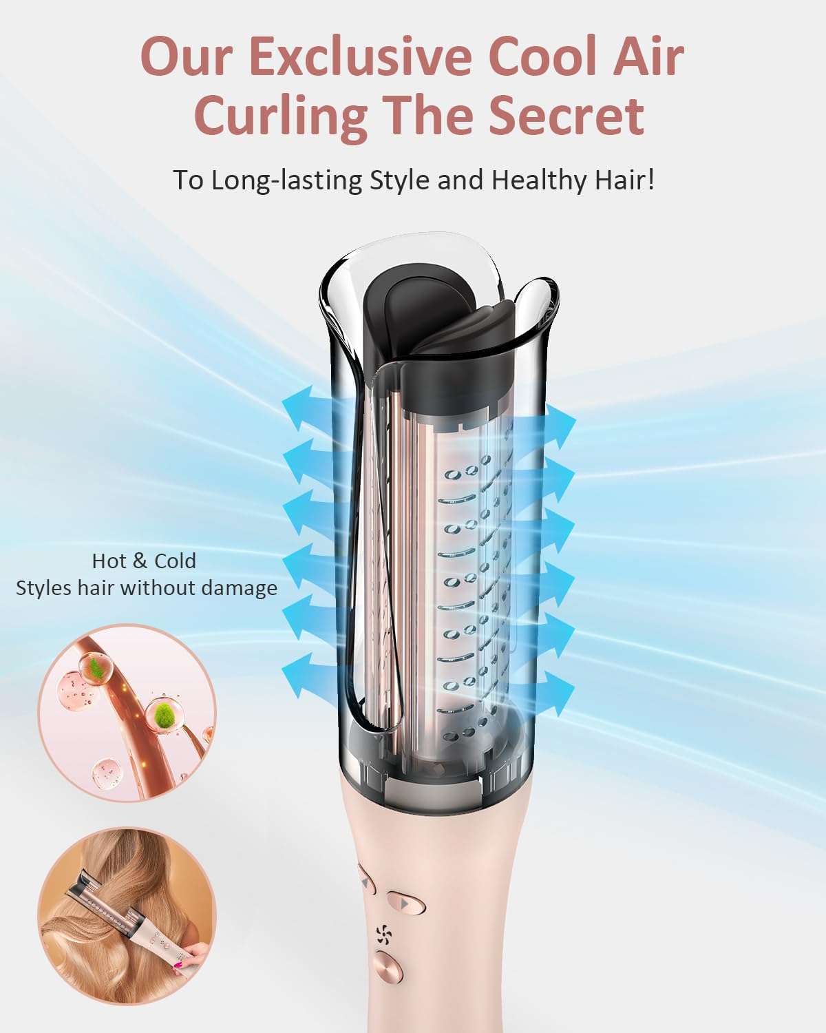 YGOVVK Automatic Curling Iron Rose Gold Portable Hair Curler NEW