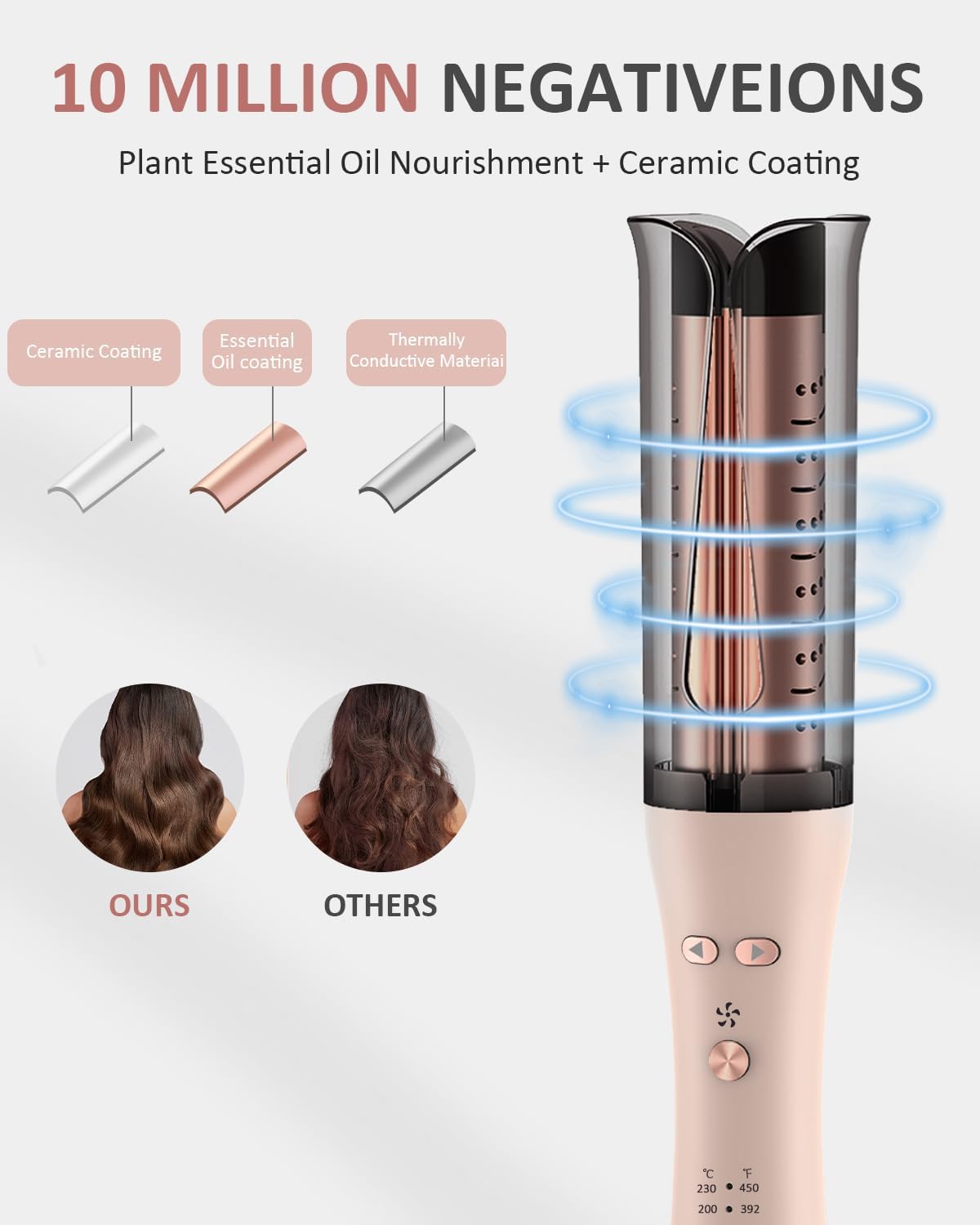 YGOVVK Automatic Curling Iron Rose Gold Portable Hair Curler NEW