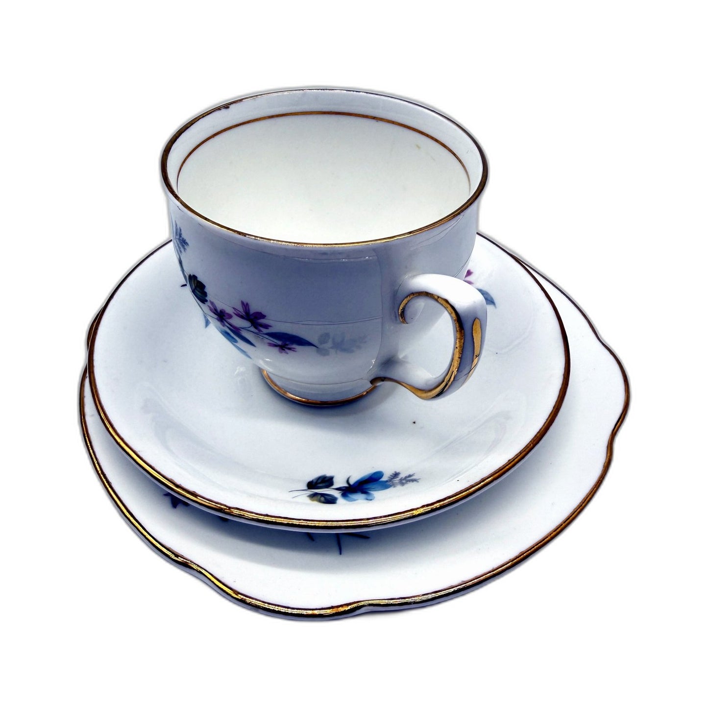 VINTAGE Duchess 3 Piece Bone China Made In England Floral Tea Cup and Saucer Set
