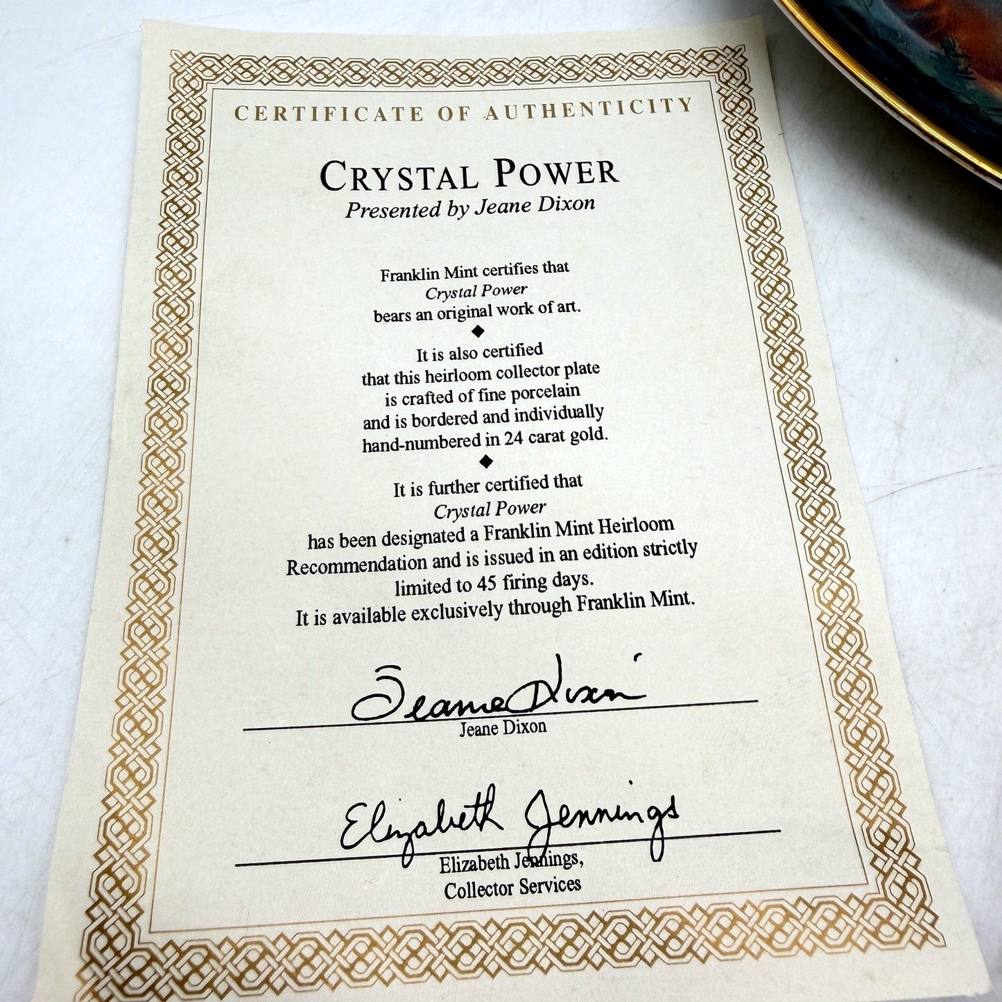 COLLECTABLE Franklin Mint Crystal Power Decorative Collector Plate 2 Pack