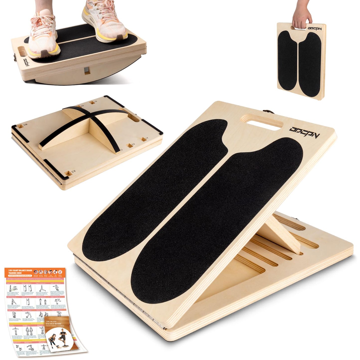 ODCPN 3-in-1 Slant & Balance Board 300 LBS Capacity Calf Stretch Trainer NEW