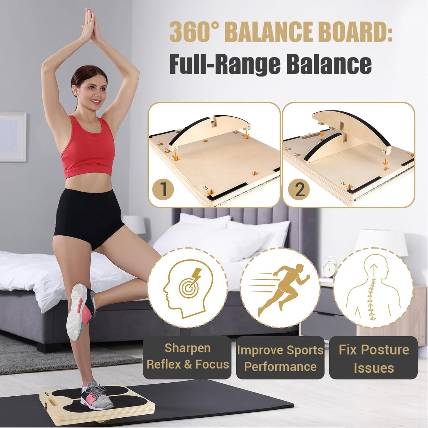 ODCPN 3-in-1 Slant & Balance Board 300 LBS Capacity Calf Stretch Trainer NEW