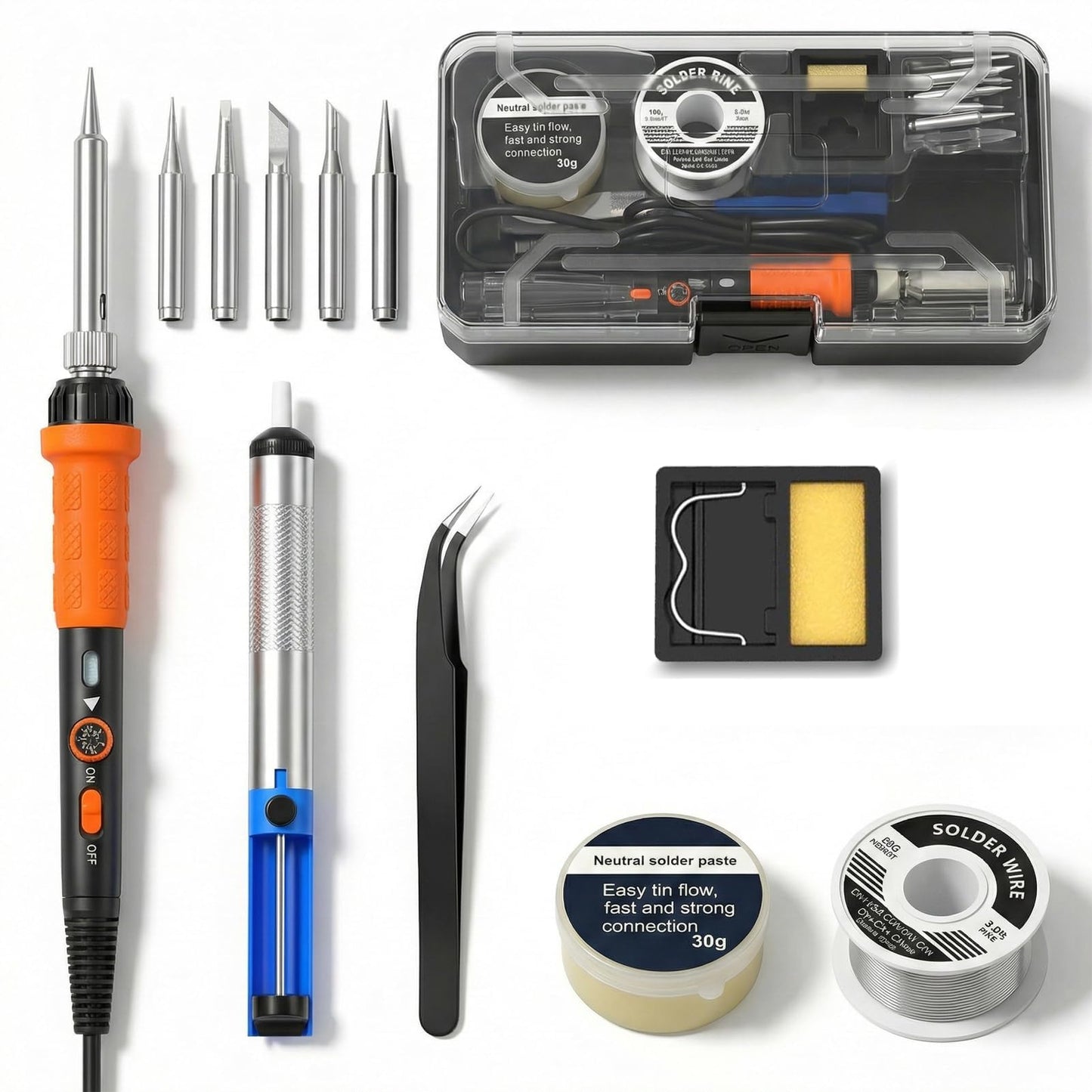 Auszivor 60W Adjustable Temperature Soldering Iron Kit Electronics Repair DEMO