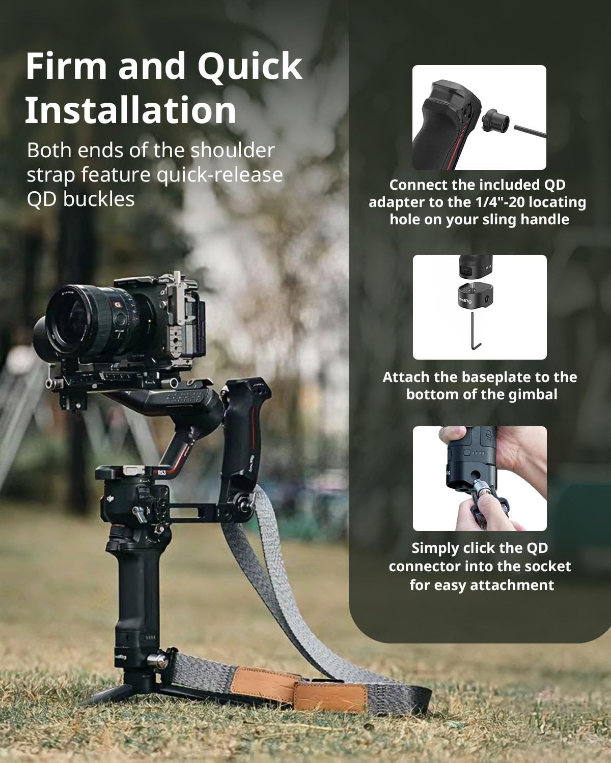 SMALLRIG Weight-Reducing Shoulder Strap for Handheld Stabilisers Black DEMO