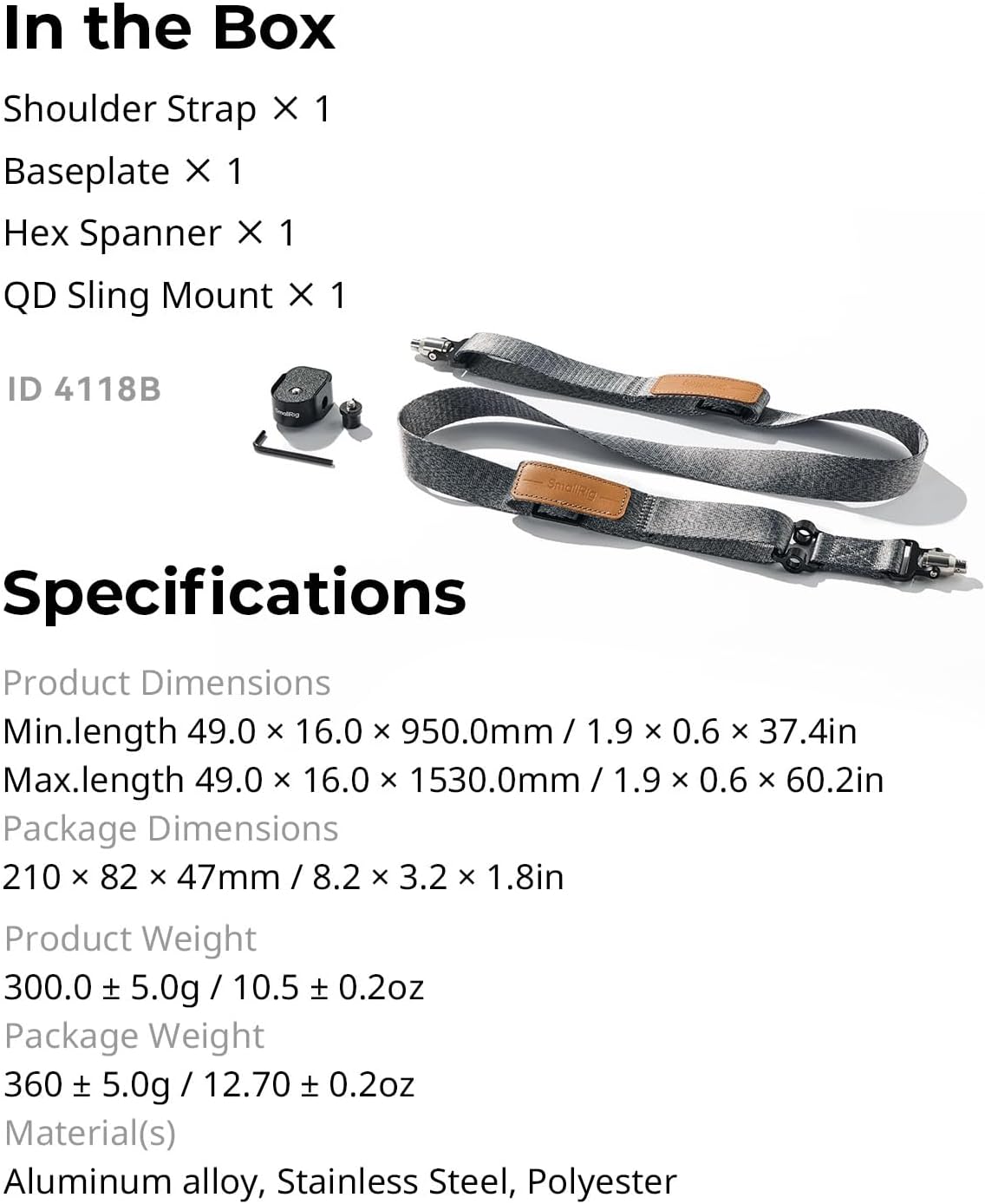 SMALLRIG Weight-Reducing Shoulder Strap for Handheld Stabilisers Black DEMO