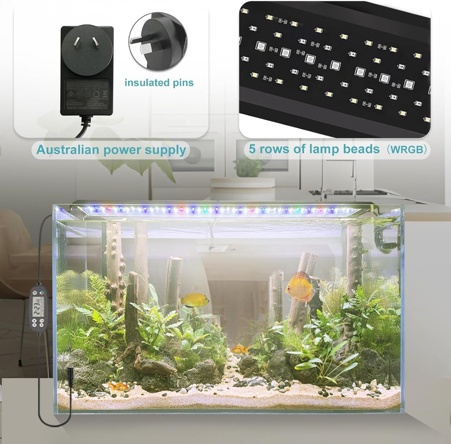 driamor Programmable Aquarium LED Lighting with LCD Display, 22W, 60-75CM NEW