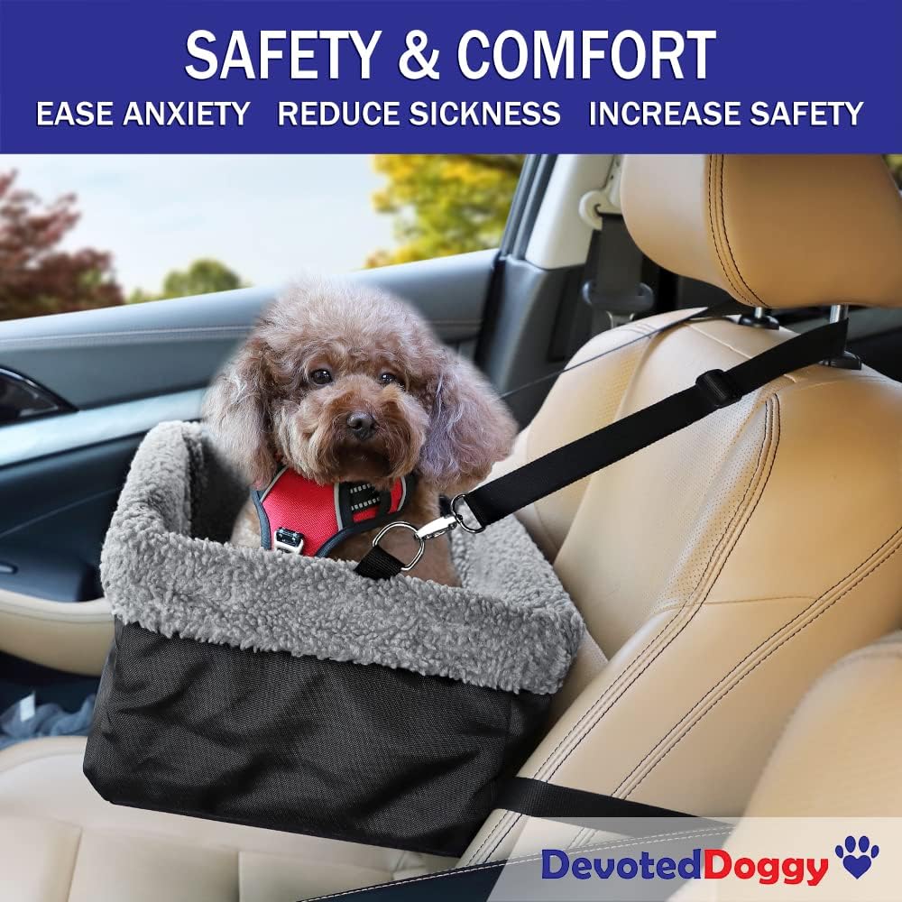 Devoted Doggy Deluxe Dog Booster Car Seat Padded Cushioning Black-Grey NEW