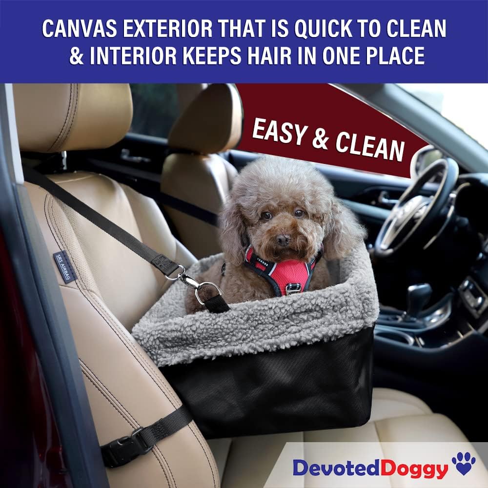 Devoted Doggy Deluxe Dog Booster Car Seat Padded Cushioning Black-Grey NEW